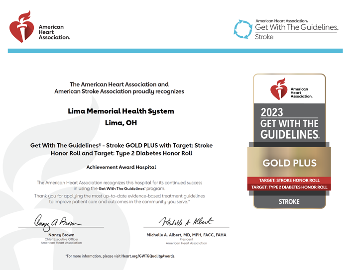 Stroke Award certificate